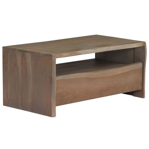 vidaXL Couchtisch Massivholz Akazie Naturkanten 90x50x40 cm Grau