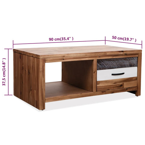 vidaXL Couchtisch Massivholz Akazie 90x50x37,5 cm