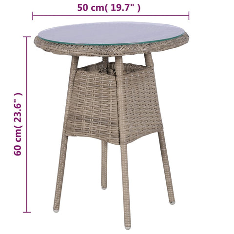 3-tlg. Bistro-Set mit Kissen Poly Rattan Braun