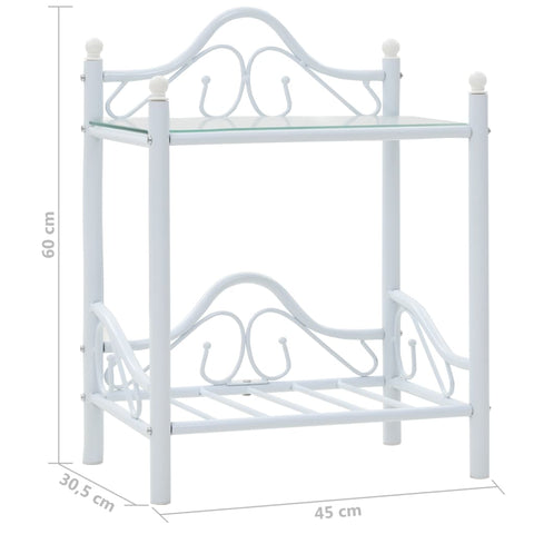 vidaXL Nachttische 2 Stk. Stahl und Hartglas 45x30,5x60 cm Weiß