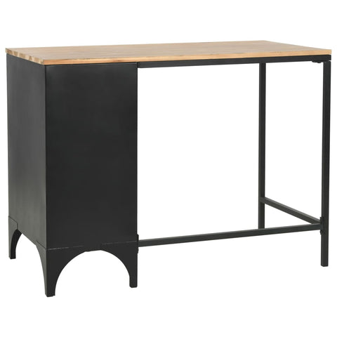 vidaXL Einzelsockel Schreibtisch Massivholz und Stahl 100x50x76 cm