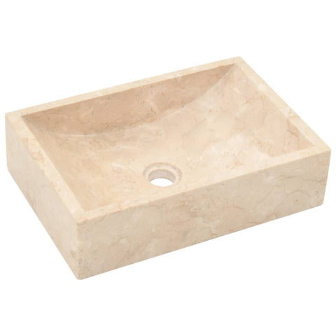 vidaXL Waschbecken 45x30x12 cm Marmor Hochglanz-Creme