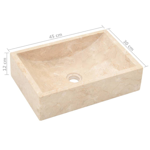 vidaXL Waschbecken 45x30x12 cm Marmor Hochglanz-Creme