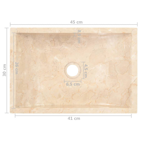 vidaXL Waschbecken 45x30x12 cm Marmor Hochglanz-Creme