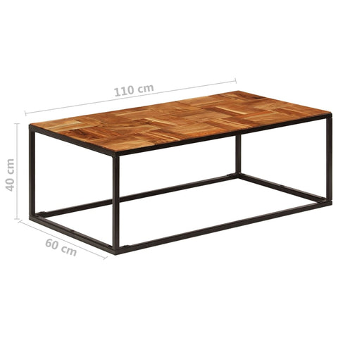 vidaXL Couchtisch 110x60x40 cm Massivholz Akazie und Stahl