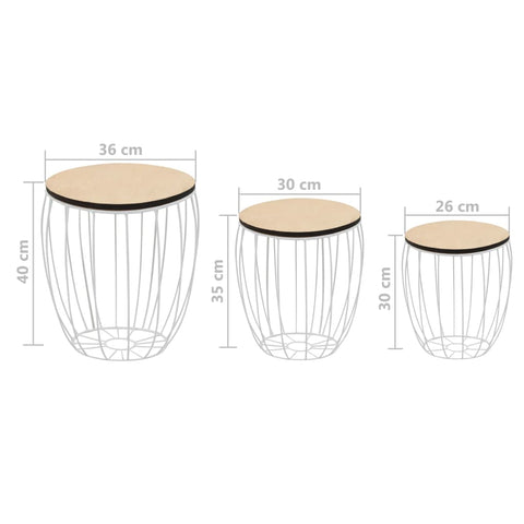 vidaXL 3-tlg. Couchtisch-Set Pappel-Sperrholz Eisen