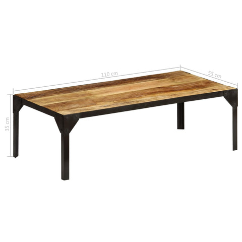 vidaXL Couchtisch Raues Massives Mangoholz und Stahl 110 cm