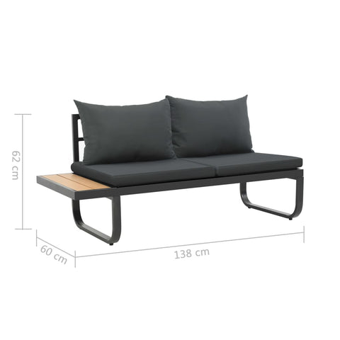 vidaXL 2-tlg. Garten-Ecksofa-Set mit Auflagen Aluminium WPC