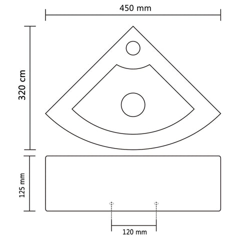 vidaXL Waschbecken mit Überlauf 45 x 32 x 12,5 cm Keramik Silbern