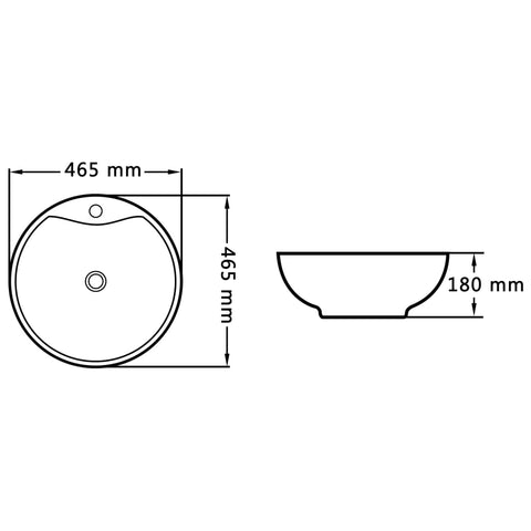 vidaXL Waschbecken mit Überlauf 46,5 x 18 cm Keramik Weiß