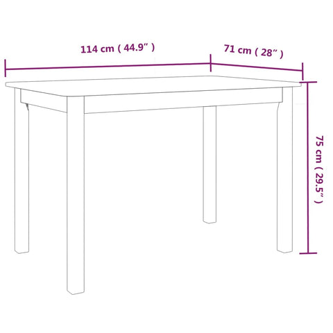 vidaXL Esstisch Weiß 114x71x75 cm Massivholz Gummibaum