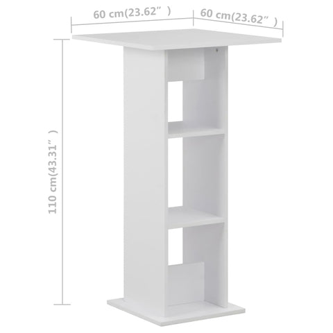 vidaXL Bartisch Weiß 60x60x110 cm