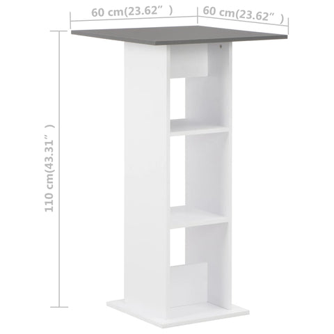 vidaXL Bartisch Weiß und Anthrazitgrau 60x60x110 cm