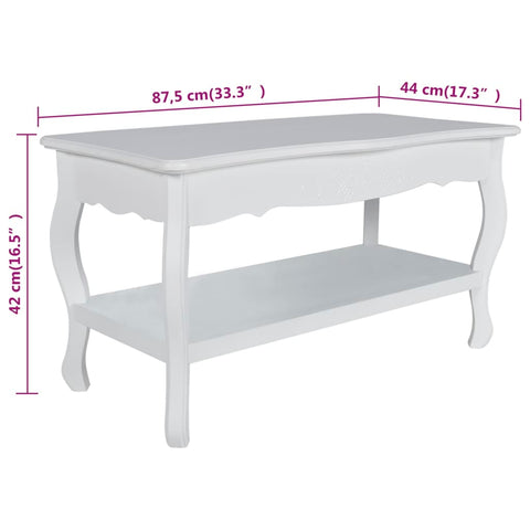 vidaXL Couchtisch mit Ablage MDF Weiß