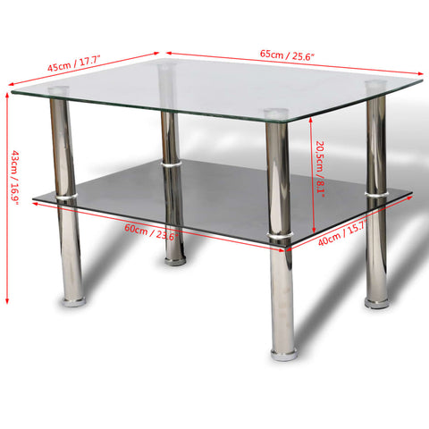 vidaXL Couchtisch mit Ablage Glas