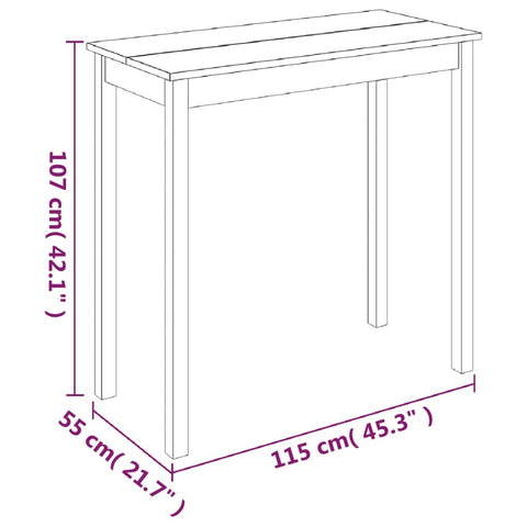 vidaXL Bartisch MDF Schwarz 115×55×107 cm