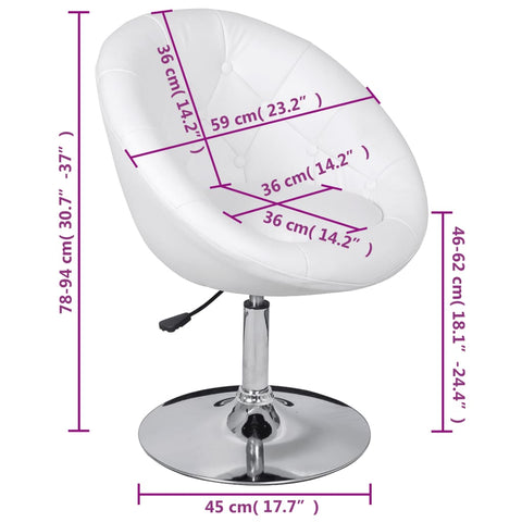 vidaXL Cocktailsessel 2 Stk. Weiß Kunstleder