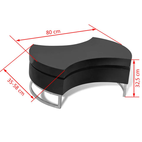 vidaXL Couchtisch Form-Verstellbar Hochglanz Schwarz