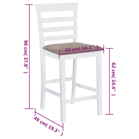 vidaXL Barhocker 2 Stk. Weiß Stoff