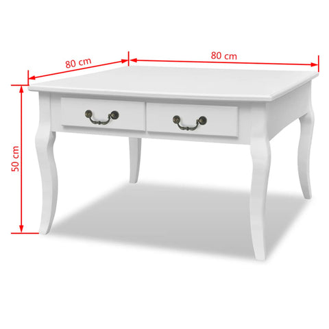 vidaXL Couchtisch mit 4 Schubladen Weiß