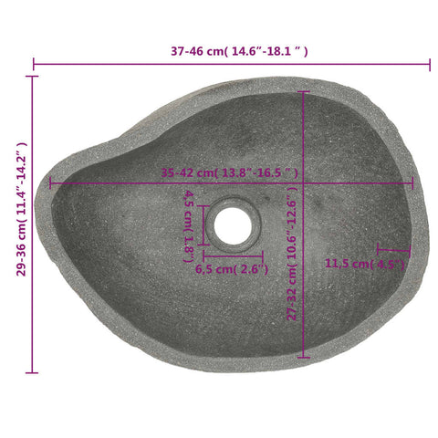 vidaXL Waschbecken Flussstein Oval (37-46)x(29-36) cm