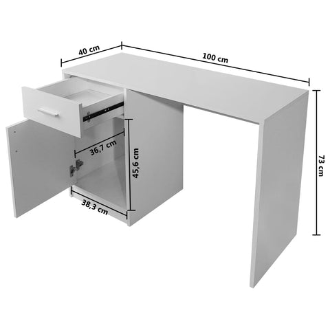 vidaXL Schreibtisch mit Schublade und Schrank Weiß 100x40x73 cm