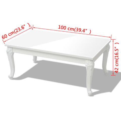 vidaXL Couchtisch 100x60x42 cm Hochglanz-Weiß