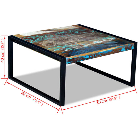 vidaXL Couchtisch Altholz Massiv 80x80x40 cm