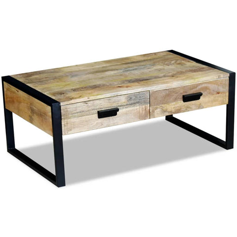 vidaXL Couchtisch mit 2 Schubladen Massivholz Mango 100x60x40 cm