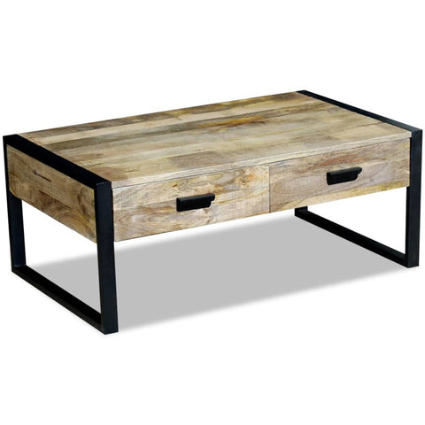 vidaXL Couchtisch mit 2 Schubladen Massivholz Mango 100x60x40 cm