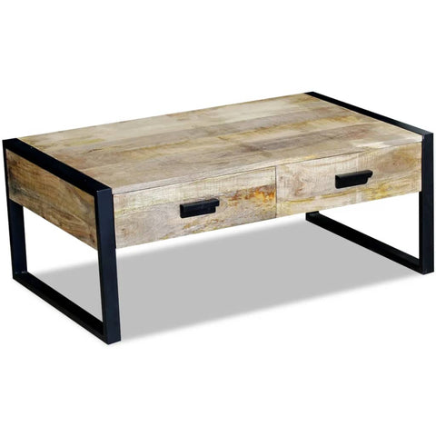 vidaXL Couchtisch mit 2 Schubladen Massivholz Mango 100x60x40 cm