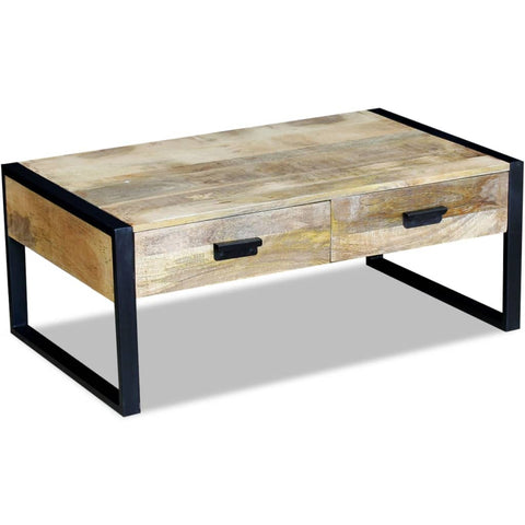 vidaXL Couchtisch mit 2 Schubladen Massivholz Mango 100x60x40 cm