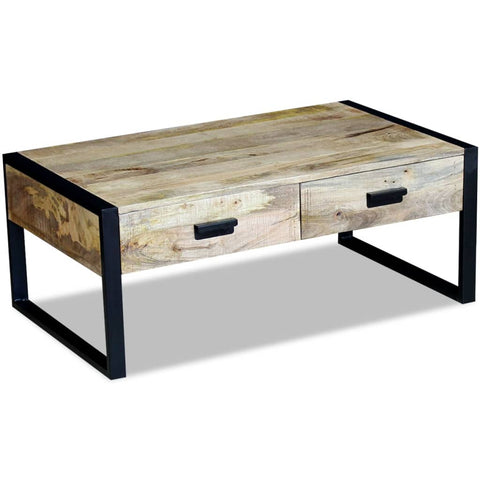 vidaXL Couchtisch mit 2 Schubladen Massivholz Mango 100x60x40 cm