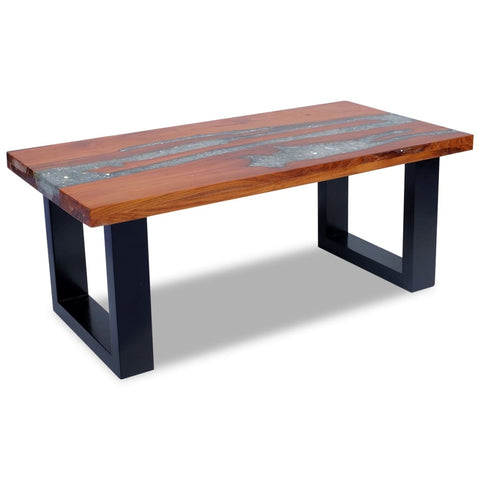 vidaXL Couchtisch Teak Harz 100x50 cm