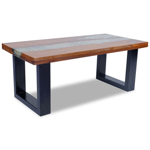 vidaXL Couchtisch Teak Harz 100x50 cm