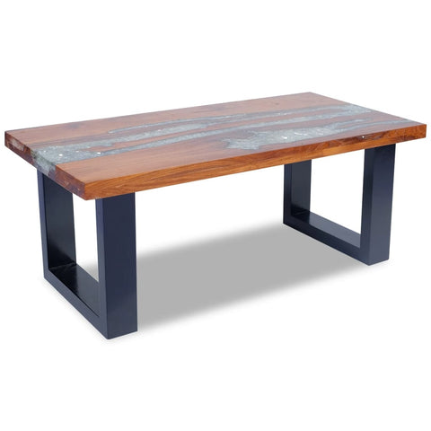 vidaXL Couchtisch Teak Harz 100x50 cm