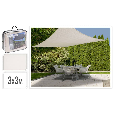 ProGarden Sonnensegel 3x3 m Creme Quadratisch