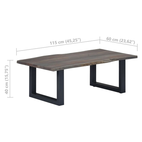 vidaXL Couchtisch mit Naturkanten Grau 115x60x40 cm Massivholz Akazie