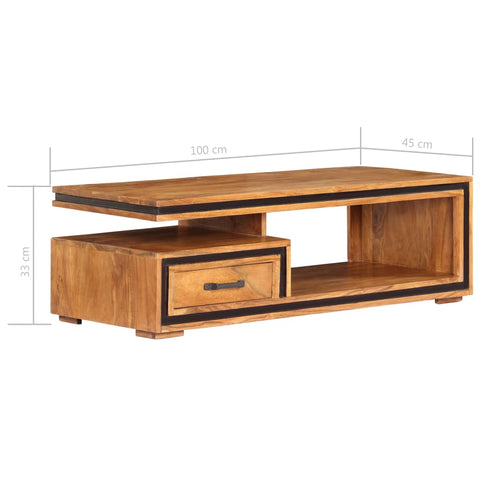 vidaXL Couchtisch Massivholz Akazie 100x45x33 cm