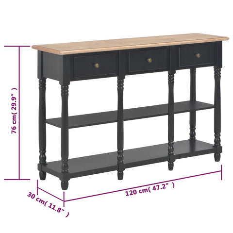 vidaXL Konsolentisch Schwarz 120x30x76 cm MDF