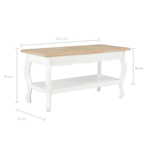 vidaXL Couchtisch Weiß und Braun 87,5x42x44 cm Kiefer Massivholz