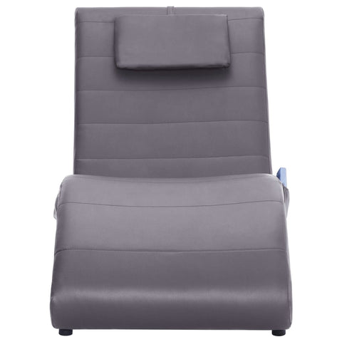 Massage Chaiselongue mit Kissen Grau Kunstleder