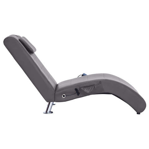 Massage Chaiselongue mit Kissen Grau Kunstleder