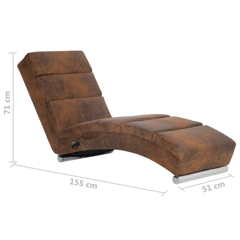 Massage Chaiselongue Braun Wildleder-Optik