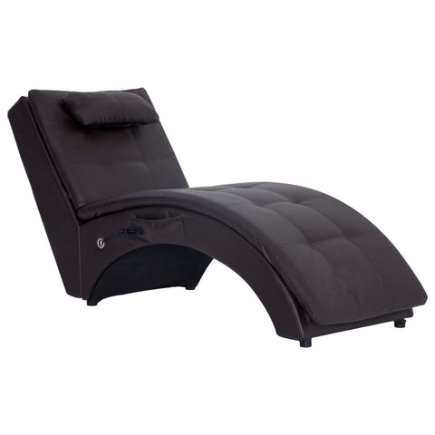 Massage Chaiselongue mit Kissen Braun Kunstleder