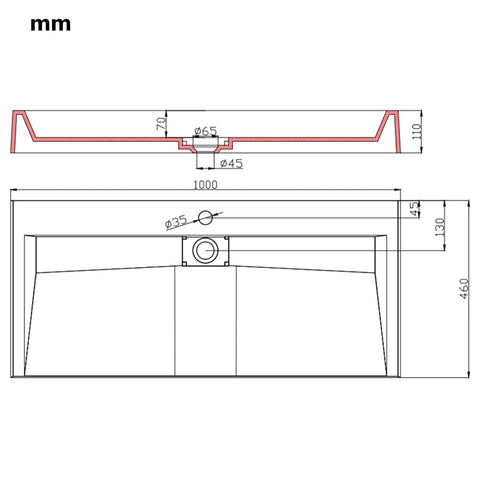 vidaXL Waschbecken 100 x 46 x 11 cm Mineralguss/Marmorguss Weiß