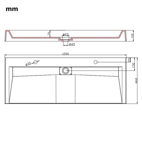 vidaXL Waschbecken 120 x 46 x 11 cm Mineralguss/Marmorguss Weiß