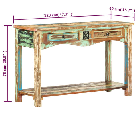 vidaXL Konsolentisch 120x40x75 cm Altholz Massiv