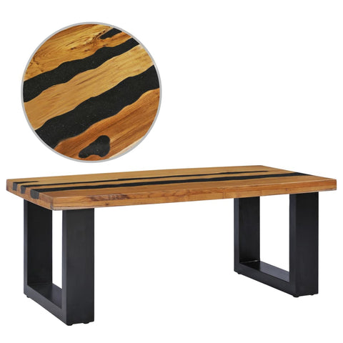 vidaXL Couchtisch 100×50×40 cm Teak-Massivholz und Lavastein