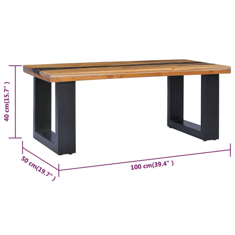 vidaXL Couchtisch 100 x 50 x 40 cm Massivholz Teak und Polyresin